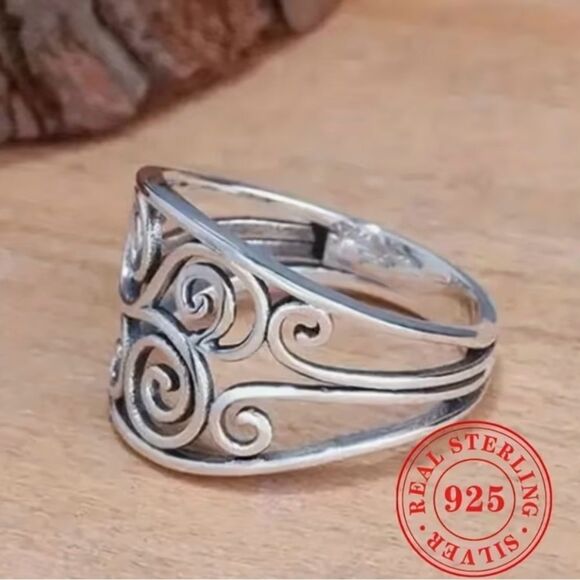 🩶 NEW 925 Sterling Silver Filigree Swirl Design Ring 🩶 - Picture 4 of 6